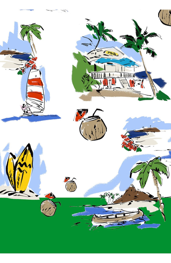 Terry Dress Shirt Collar Sleeveless Midi Plus Length Poliamide Taffta (Hawaiian Souvenir)