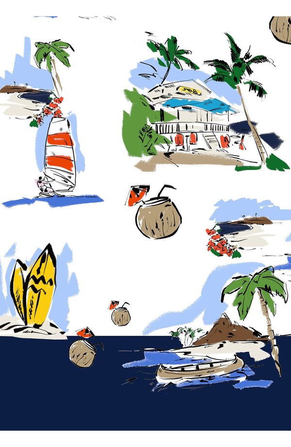 Terry Dress Shirt Collar Sleeveless Midi Plus Length Poliamide Taffta (Hawaiian Souvenir)