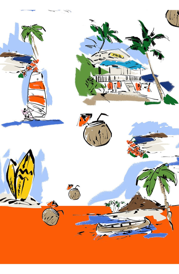 Terry Dress Shirt Collar Sleeveless Midi Plus Length Poliamide Taffta (Hawaiian Souvenir)