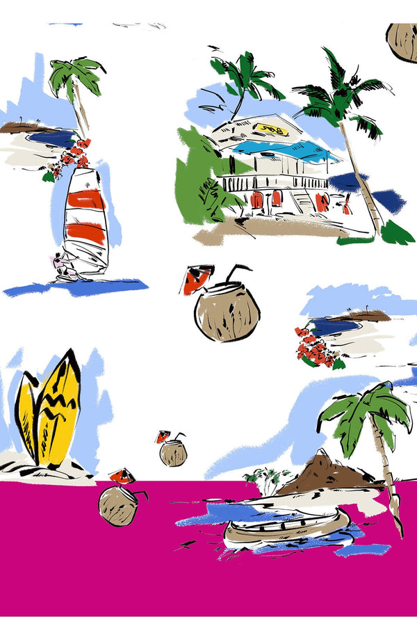 Terry Dress Shirt Collar Sleeveless Midi Plus Length Poliamide Taffta (Hawaiian Souvenir)