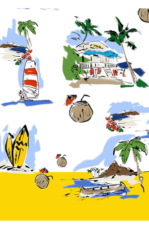 Terry Dress Shirt Collar Sleeveless Midi Plus Length Poliamide Taffta (Hawaiian Souvenir)