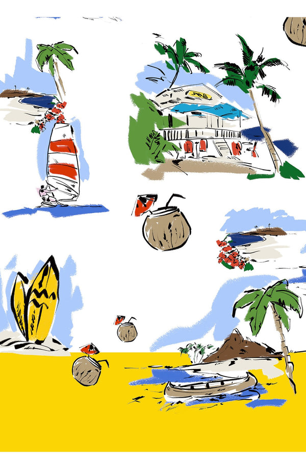 Terry Dress Shirt Collar Sleeveless Midi Plus Length Poliamide Taffta (Hawaiian Souvenir)