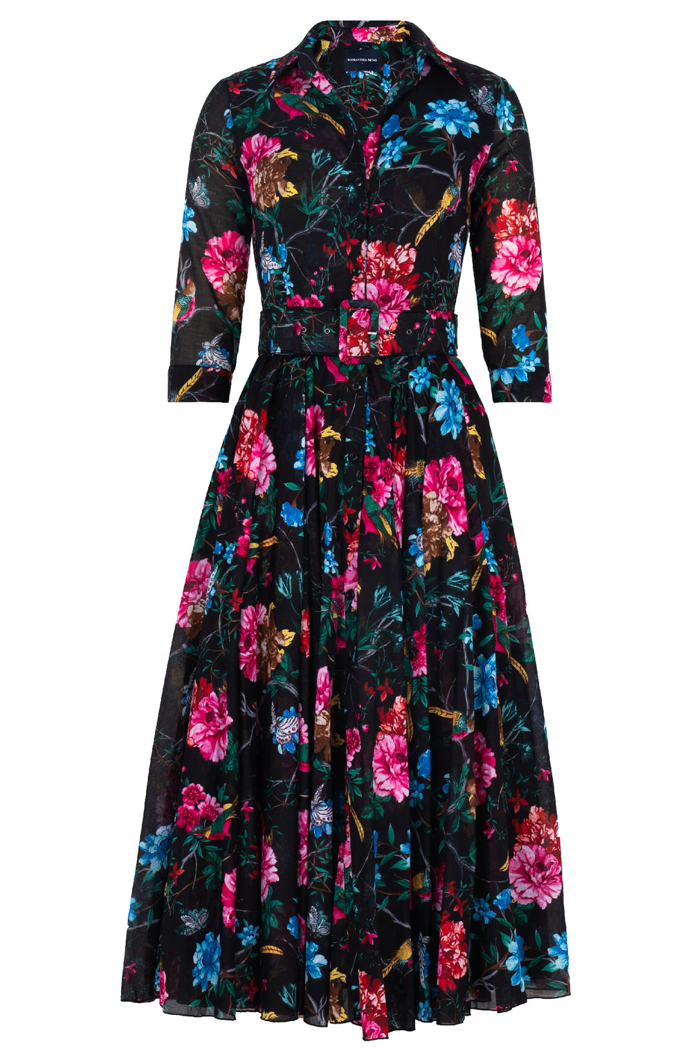 Aster Dress Shirt Collar 3/4 Sleeve Midi Length Cotton Musola (Heart Manor)