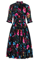 Eden Dress Crew Neck 3/4 Sleeve Midi Length Cotton Musola (Heart Manor)