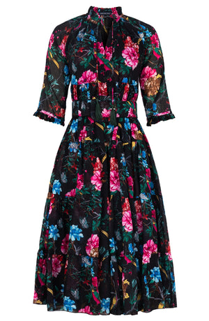 Eden Dress Crew Neck 3/4 Sleeve Midi Length Cotton Musola (Heart Manor)