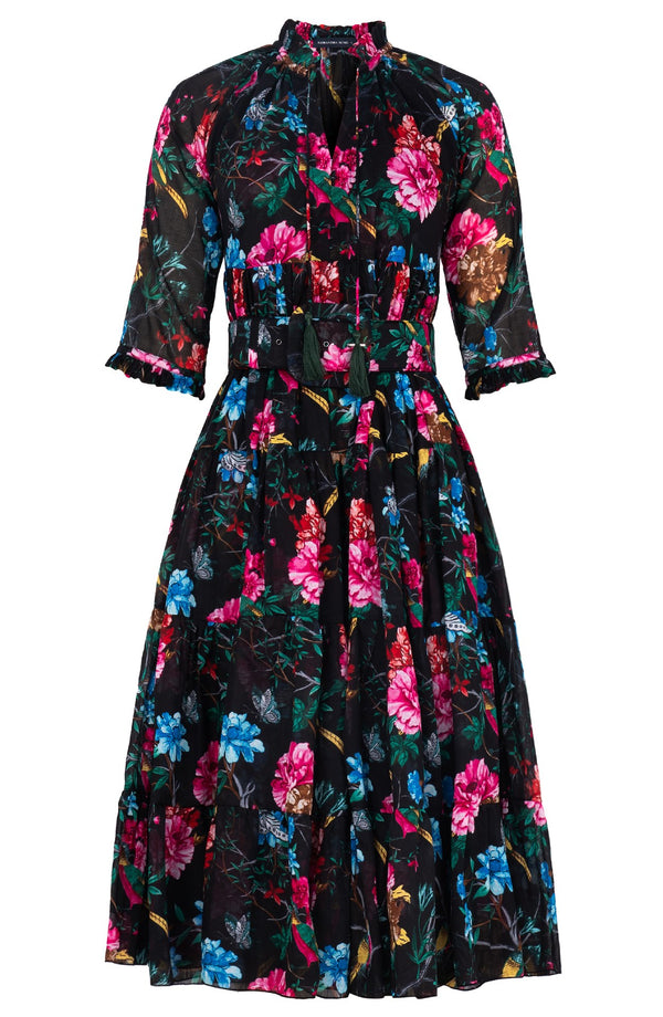 Eden Dress Crew Neck 3/4 Sleeve Midi Length Cotton Musola (Heart Manor)