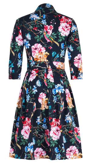 Audrey Dress #1 Shirt Collar 3/4 Sleeve Regular Length Cotton Stretch (Heart Manor Small)