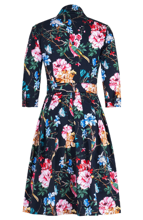 Audrey Dress #1 Shirt Collar 3/4 Sleeve Regular Length Cotton Stretch (Heart Manor)