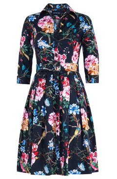Audrey Dress #1 Shirt Collar 3/4 Sleeve Regular Length Cotton Stretch (Heart Manor)