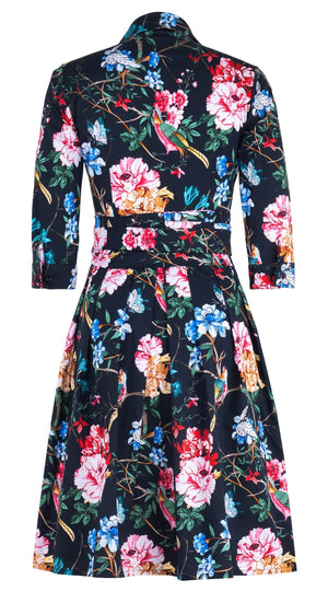 Audrey Dress #1 Shirt Collar 3/4 Sleeve Regular Length Cotton Stretch (Heart Manor Small)