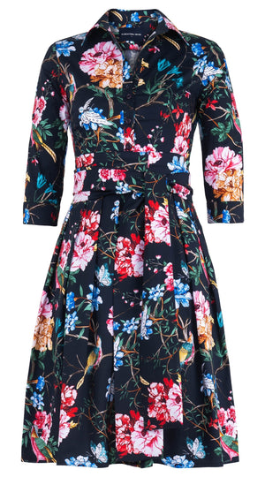Audrey Dress #1 Shirt Collar 3/4 Sleeve Regular Length Cotton Stretch (Heart Manor Small)