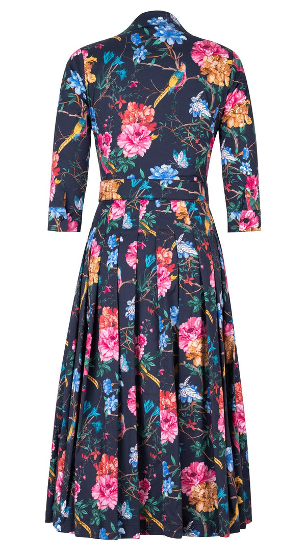 Audrey Dress #4 Shirt Collar 3/4 Sleeve Midi Length Cotton Stretch (Heart Manor Small)