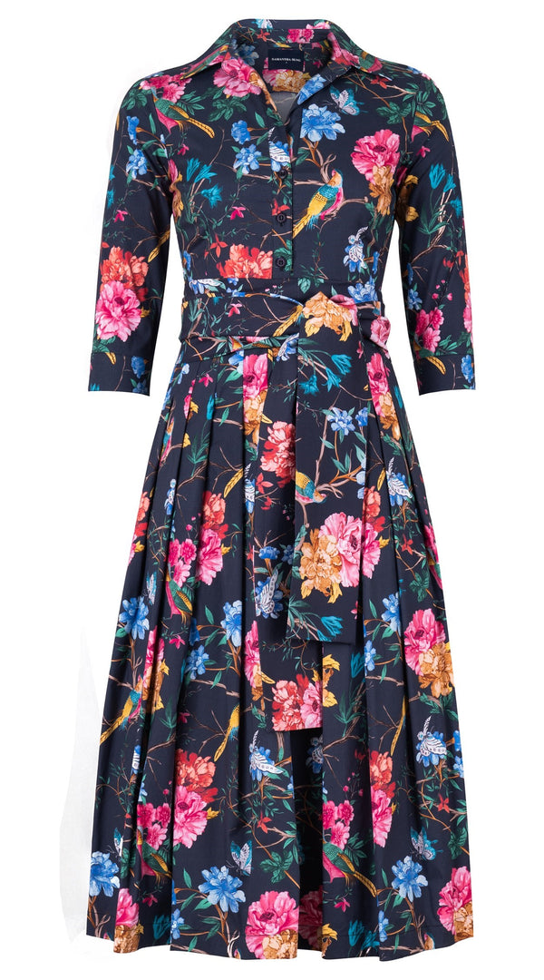 Audrey Dress #4 Shirt Collar 3/4 Sleeve Midi Length Cotton Stretch (Heart Manor Small)