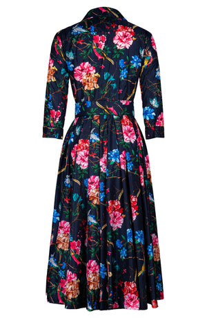 Laurent Dress Shirt Collar 3/4 Sleeve Midi Length Poliamide Taffta (Heart Manor)