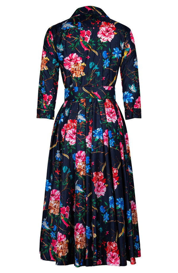 Laurent Dress Shirt Collar 3/4 Sleeve Midi Length Poliamide Taffta (Heart Manor)