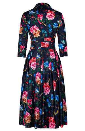 Laurent Dress Shirt Collar 3/4 Sleeve Midi Length Poliamide Taffta (Heart Manor)