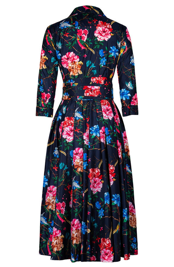 Laurent Dress Shirt Collar 3/4 Sleeve Midi Length Poliamide Taffta (Heart Manor)