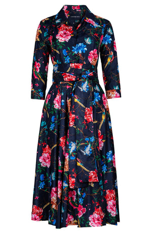Laurent Dress Shirt Collar 3/4 Sleeve Midi Length Poliamide Taffta (Heart Manor)