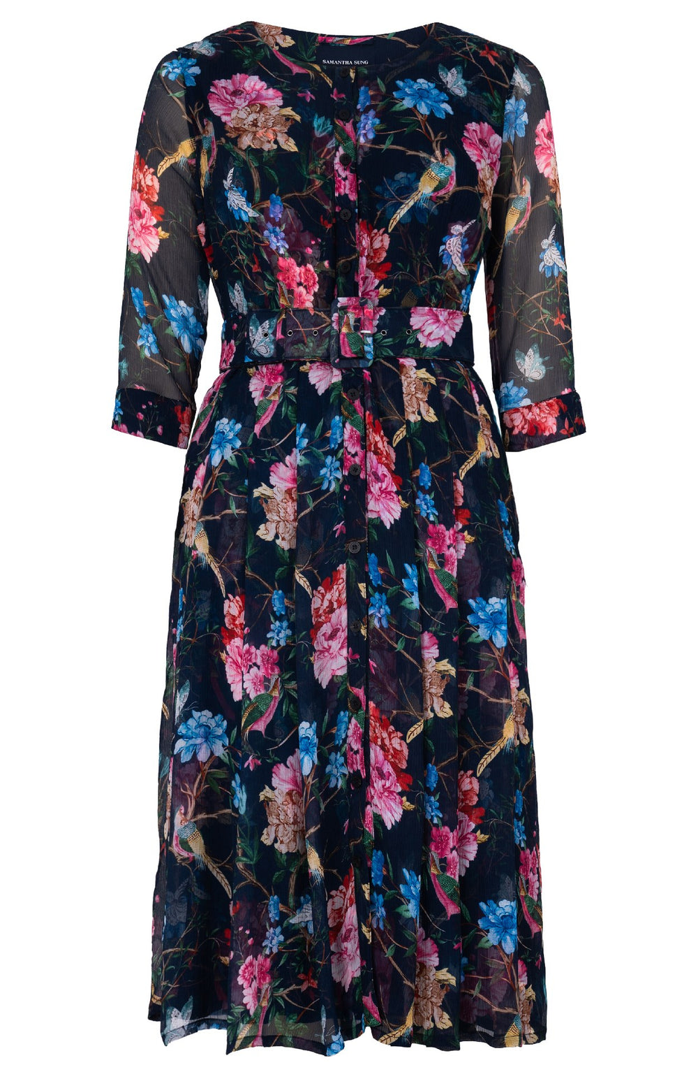 Patricia Dress Crew Neck 3/4 Sleeve Long +3 Length Length Silk GGT (Heart Manor)