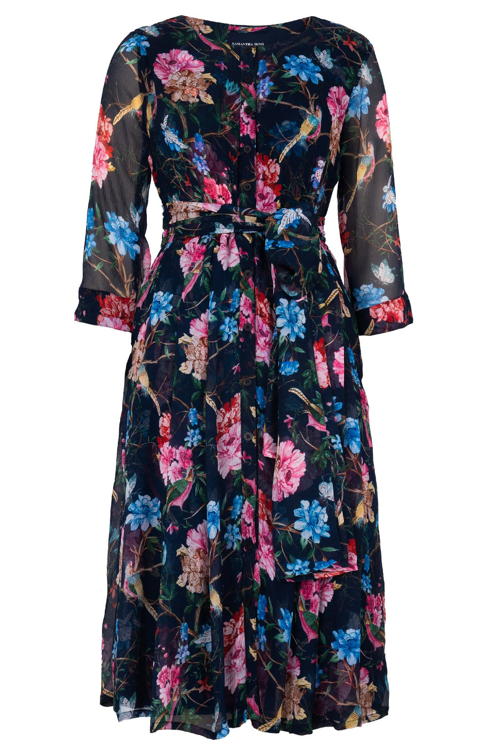 Patricia Dress Crew Neck 3/4 Sleeve Long +3 Length Length Silk GGT (Heart Manor)