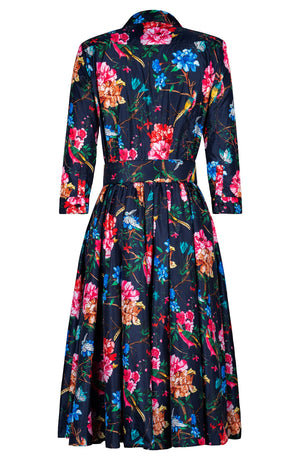 Sabrina Dress Shirt Collar 3/4 Sleeve Long Length Poliamide Taffta (Heart Manor)