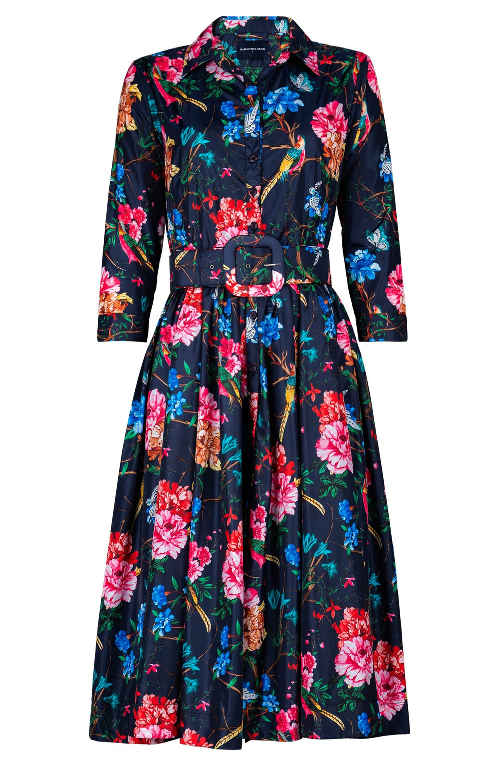 Sabrina Dress Shirt Collar 3/4 Sleeve Long Length Poliamide Taffta (Heart Manor)