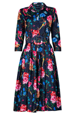 Sabrina Dress Shirt Collar 3/4 Sleeve Long Length Poliamide Taffta (Heart Manor)