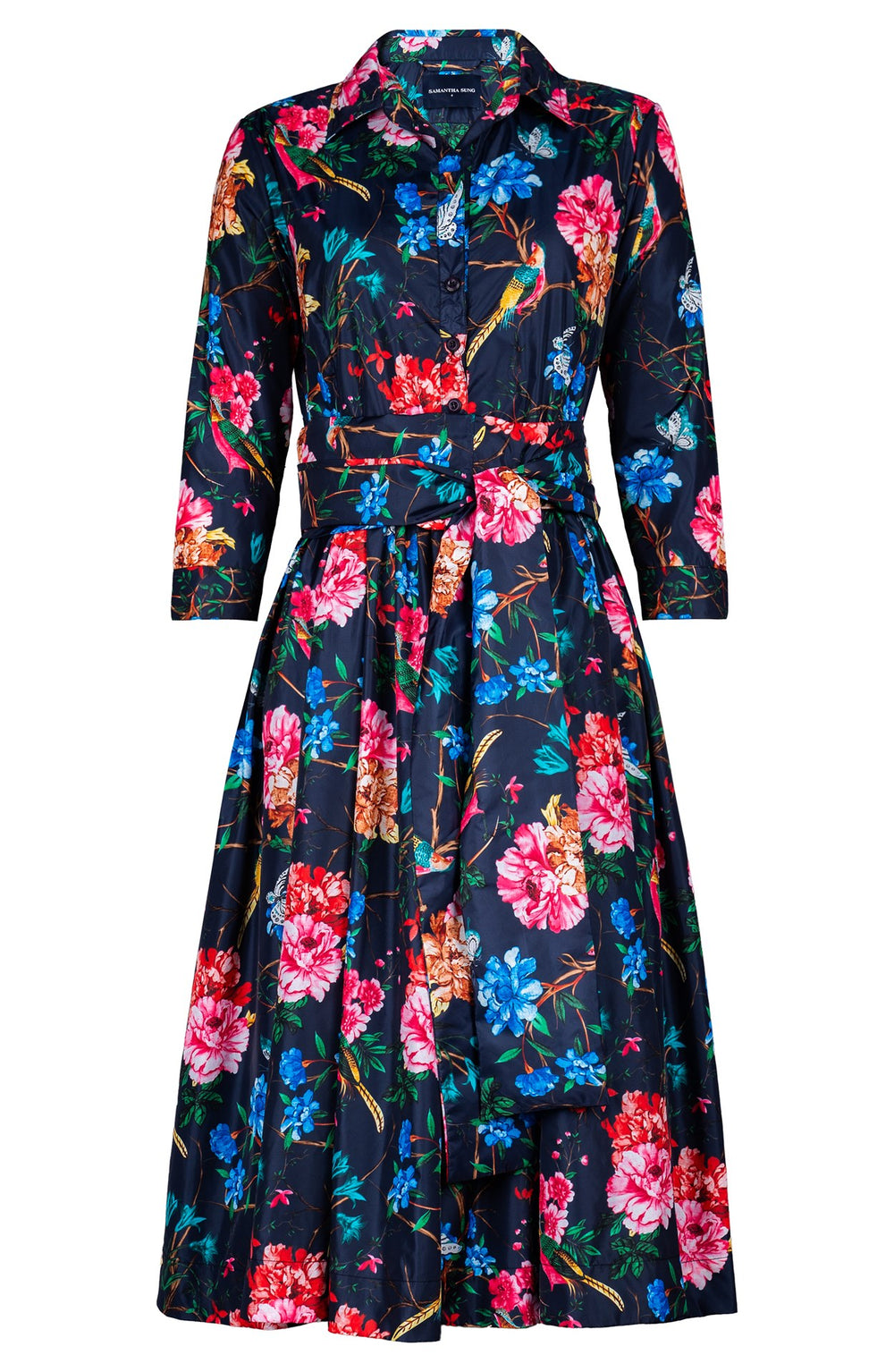 Sabrina Dress Shirt Collar 3/4 Sleeve Long Length Poliamide Taffta (Heart Manor)