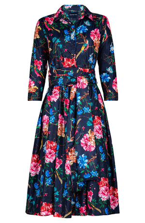 Sabrina Dress Shirt Collar 3/4 Sleeve Long Length Poliamide Taffta (Heart Manor)