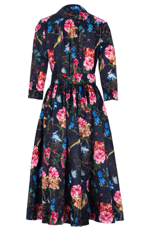 Terry Dress Shirt Collar 3/4 Sleeve Midi Length Poliamide Taffta (Heart Manor)
