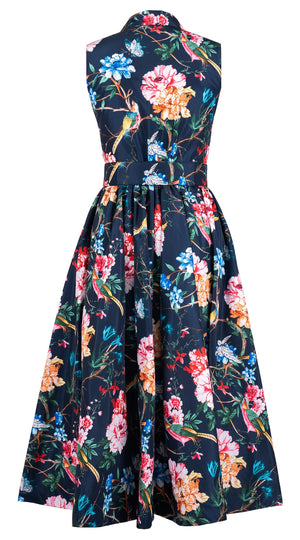 Terry Dress Shirt Collar Sleeveless Midi Plus Length Silk Taffta (Heart Manor Small)