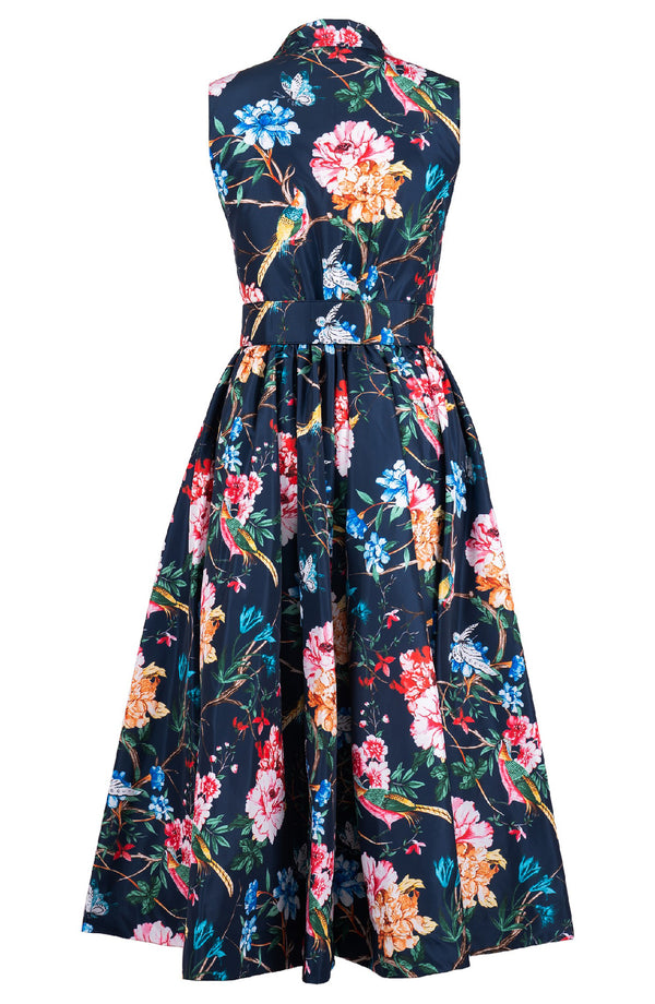 Terry Dress Shirt Collar Sleeveless Midi Plus Length Poliamide Taffta (Heart Manor)