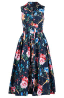 Terry Dress Shirt Collar Sleeveless Midi Plus Length Poliamide Taffta (Heart Manor)