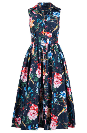 Terry Dress Shirt Collar Sleeveless Midi Plus Length Poliamide Taffta (Heart Manor)