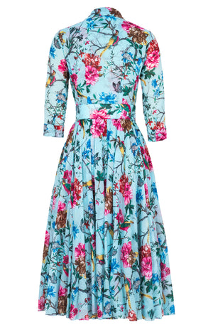 Aster Dress Shirt Collar 3/4 Sleeve Midi Length Cotton Musola (Heart Manor)