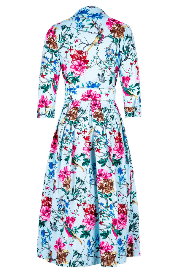 Audrey Dress #1 Shirt Collar 3/4 Sleeve Midi Length Cotton Stretch (Heart Manor)
