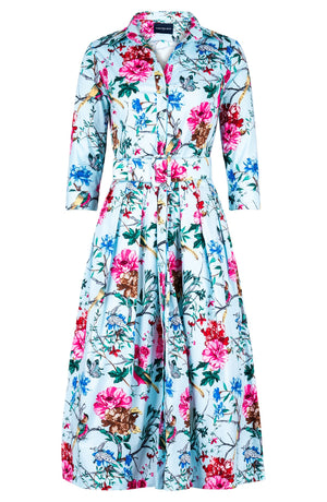 Audrey Dress #1 Shirt Collar 3/4 Sleeve Midi Length Cotton Stretch (Heart Manor)