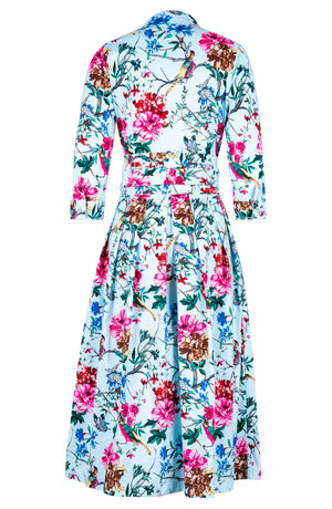 Audrey Dress #1 Shirt Collar 3/4 Sleeve Midi Length Cotton Stretch (Heart Manor)