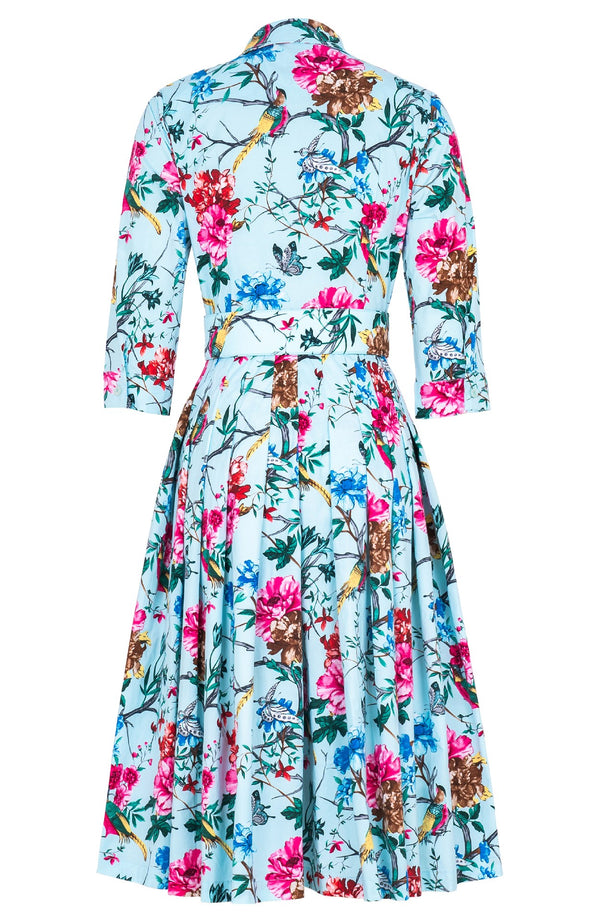 Audrey Dress #2 Shirt Collar 3/4 Sleeve Long Length Cotton Stretch (Heart Manor)