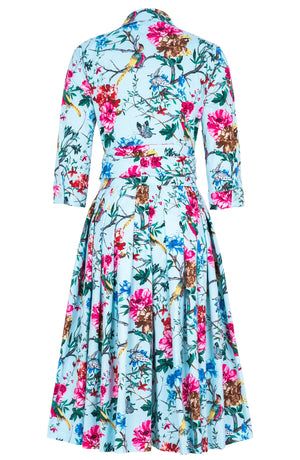 Audrey Dress #2 Shirt Collar 3/4 Sleeve Long Length Cotton Stretch (Heart Manor)