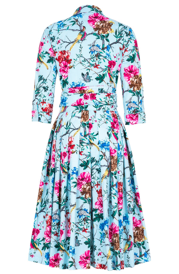 Audrey Dress #2 Shirt Collar 3/4 Sleeve Long Length Cotton Stretch (Heart Manor)