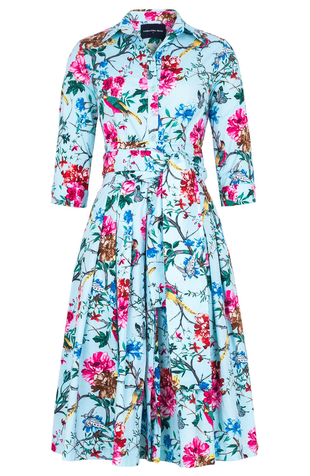Audrey Dress #2 Shirt Collar 3/4 Sleeve Long Length Cotton Stretch (Heart Manor)