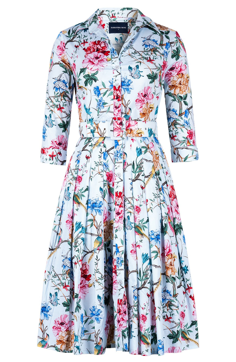 Audrey Dress #4 Shirt Collar 3/4 Sleeve Long Length Cotton Stretch (Heart Manor)