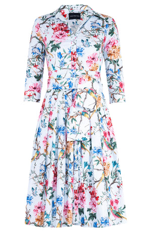 [Off the Rack] Audrey Dress #4 Shirt Collar 3/4 Sleeve Long Length Cotton Stretch (Heart Manor) @S-XXL