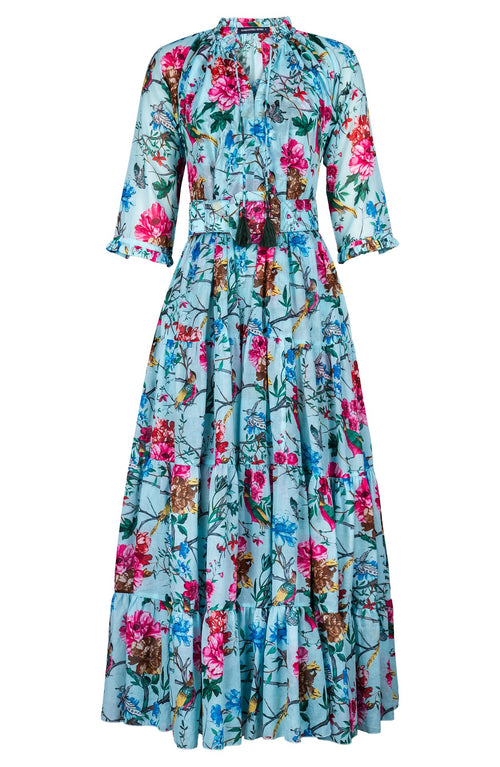 Eden Dress Crew Neck 3/4 Sleeve Ankle Length Cotton Musola (Heart Manor)