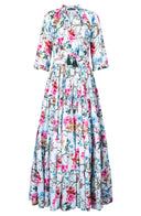 Eva Dress Crew Neck 3/4 Sleeve Maxi Length Cotton Musola (Heart Manor)