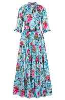 Eva Dress Crew Neck 3/4 Sleeve Maxi Length Cotton Musola (Heart Manor)