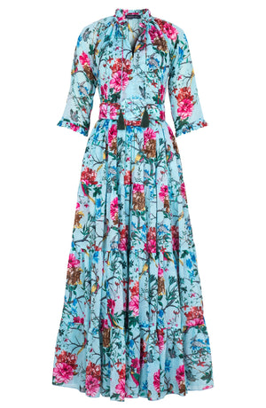 Eva Dress Crew Neck 3/4 Sleeve Maxi Length Cotton Musola (Heart Manor)