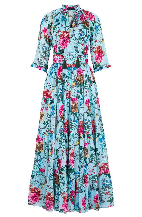 Eva Dress Crew Neck 3/4 Sleeve Maxi Length Cotton Musola (Heart Manor)
