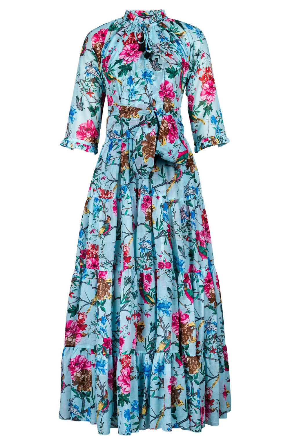 Eden Dress Crew Neck 3/4 Sleeve Ankle Length Cotton Musola (Heart Manor)